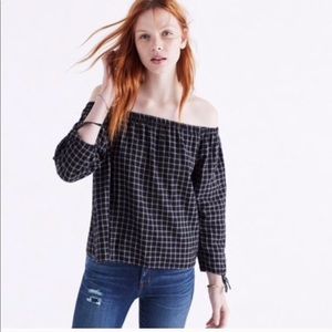 Madewell / Gingham Off Shoulder Long Sleev…